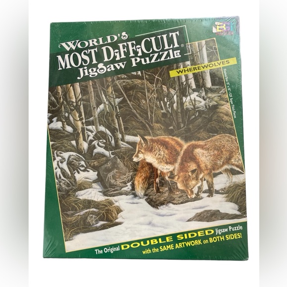 World’s Most Difficult Double Sided Puzzle “Wherewolves” Fox and Wolves Puzzle - Picture 1 of 11